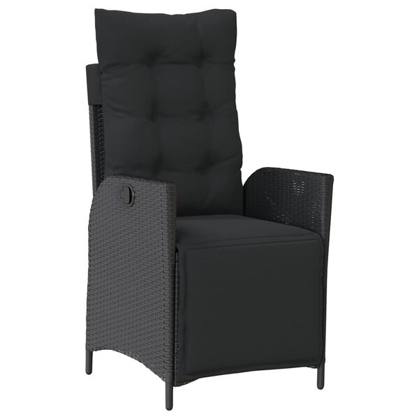 vidaXL 3-tlg. Garten-Essgruppe mit Kissen Schwarz Poly Rattan