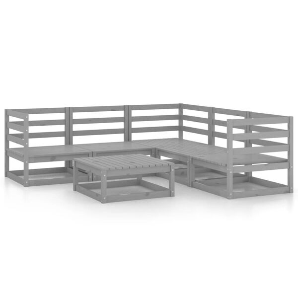 vidaXL 6-tlg. Garten-Lounge-Set Grau Kiefer Massivholz