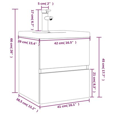 vidaXL Waschbeckenschrank mit Einbaubecken Grau Sonoma Holzwerkstoff
