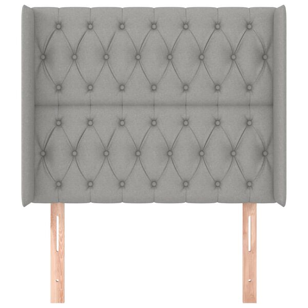 vidaXL Kopfteil mit Ohren Hellgrau 93x16x118/128 cm Stoff