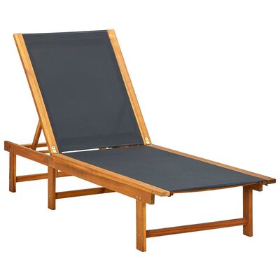 vidaXL Sonnenliege mit Tisch Massivholz Akazie und Textilene
