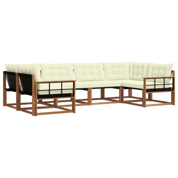 vidaXL Outdoor-Sofagarnitur mit Kissen 6 pcs Natur und Creme
