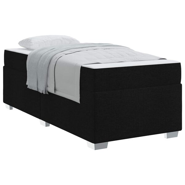 vidaXL Bettrahmen mit Matratze Schwarz 90 x 190 cm Stoff