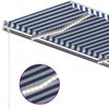 vidaXL Markise Manuell Einziehbar mit LED 3x2,5 m Blau und Wei&szlig;