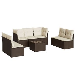 vidaXL 8-tlg. Garten-Sofagarnitur mit Kissen Braun Poly Rattan