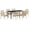vidaXL Garten Essgruppe mit Kissen 7 pcs Beige und Schwarz Rattan