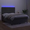 vidaXL Boxspringbett mit Matratze & LED Dunkelgrau 140x200 cm Samt