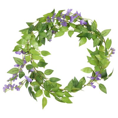 vidaXL Weihnachtskränze Blumen 6 Stk. Lila 200 cm