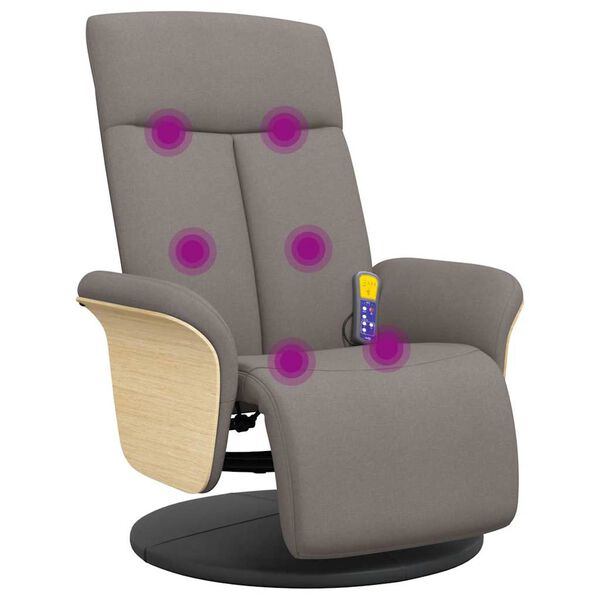 vidaXL Massagesessel mit Fu&szlig;teil Taupe Stoff