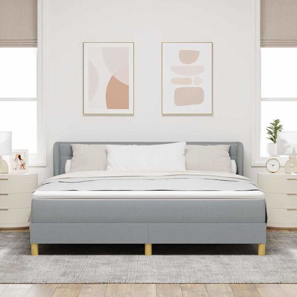 vidaXL Boxspringbett mit Matratze Hellgrau 180 x 200 cm Stoff