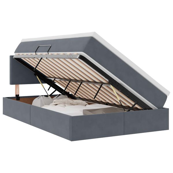 vidaXL Bett mit Stauraum und LED mit LED Dunkelgrau 120 x 200 cm Samt