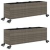 vidaXL Pflanzk&uuml;bel mit Rollen 2 Stk. Grau 107x32x38 cm Poly Rattan