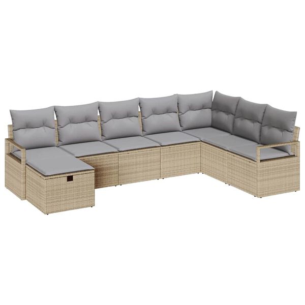 vidaXL Garten-Sofa-Set 8 pcs Beige Poly Rattan