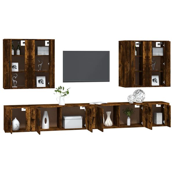 vidaXL 8-tlg. TV-Schrank-Set R&auml;uchereiche Holzwerkstoff