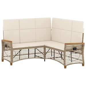 vidaXL Garten Liegesofa Set 5-Sitzanzahl Beige und Cremewei&szlig;