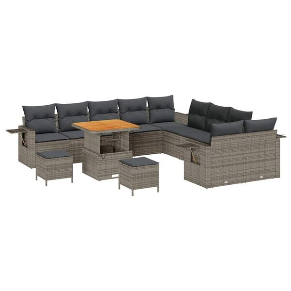 vidaXL Garten-Sofa-Set 13 pcs Grau Poly-Rattan
