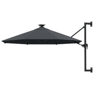 vidaXL Sonnenschirm zur Wandmontage mit LEDs 300 cm Anthrazit