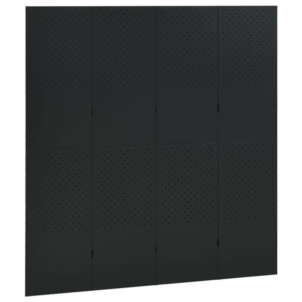 vidaXL 4-tlg. Raumteiler Schwarz 160x180 cm Stahl