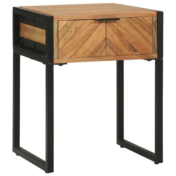 vidaXL Nachttisch Braun 40 x 35 x 50 cm Massivholz Akazie und Metall