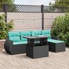 vidaXL 6-tlg. Garten-Sofagarnitur mit Kissen Schwarz Poly Rattan