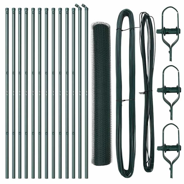 vidaXL Zaunpfosten Gr&uuml;n 25 x 1 m (13 mm Gewebe) Stahl