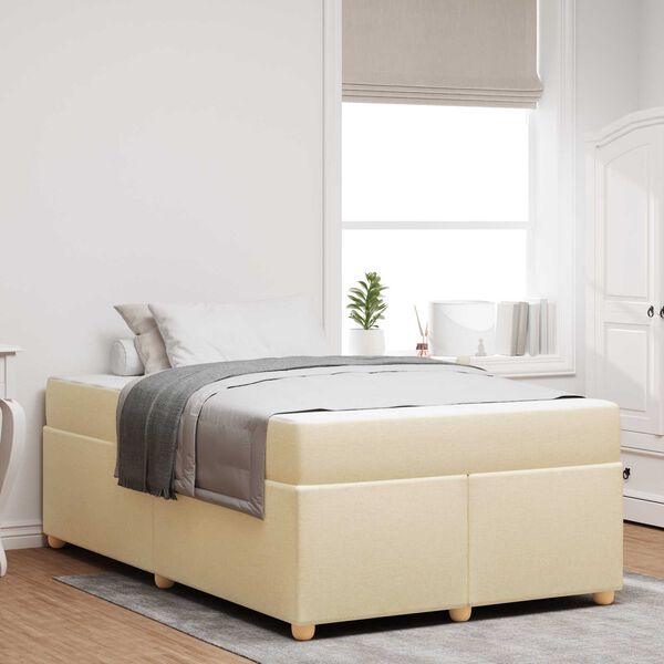 vidaXL Bettrahmen mit Matratze Creme 120 x 190 cm Stoff