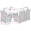 vidaXL 7-tlg. Garten-Essgruppe mit Kissen Braun Poly Rattan
