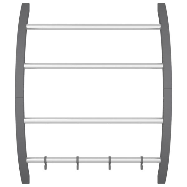 vidaXL Handtuchhalter mit Haken Silbern 56x16x72 cm Aluminium