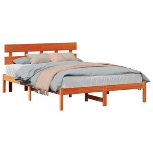 vidaXL Bettgestell mit Kopfteil Braun 140 x 200 cm Massivholz Kiefer