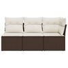 vidaXL Gartensofa mit Kissen 3-Sitzer Braun Poly Rattan