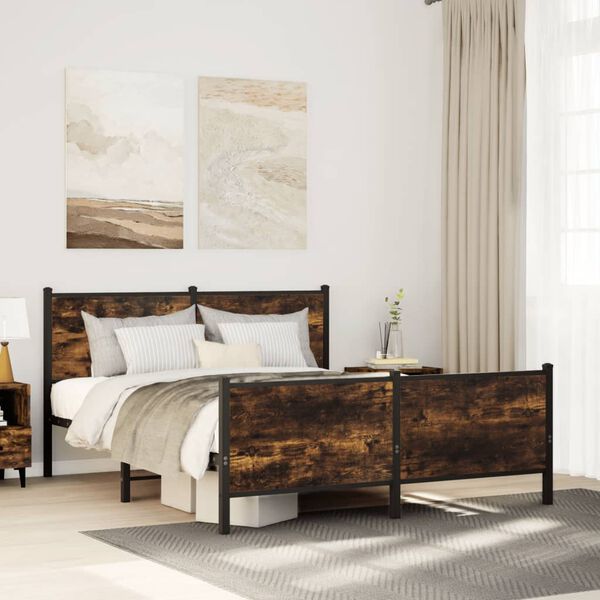 vidaXL Metallbett ohne Matratze R&auml;uchereiche 137x190 cm