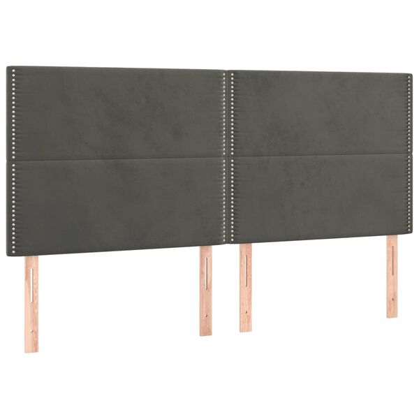 vidaXL LED Kopfteil Dunkelgrau 180x5x118/128 cm Samt