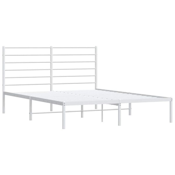 vidaXL Bettgestell mit Kopfteil Metall Wei&szlig; 140x190 cm