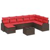 vidaXL Sofa Set 9 stk. Braun und Rot Poly-Rattan