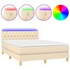 vidaXL Boxspringbett mit Matratze & LED Creme 140x200 cm Stoff