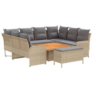 vidaXL M&ouml;belsets mit Kissen 7 pcs Beige und Hellgrau PE-Rattan