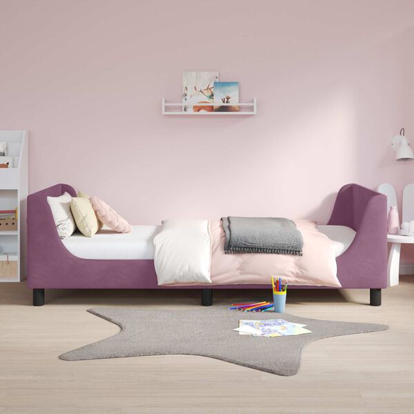 vidaXL Kinderbettgestell mit Kopfteil Lila 90 x 190 cm Samt