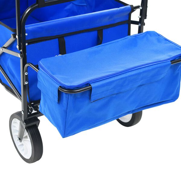 vidaXL Klappbarer Handwagen mit Sonnendach Stahl Blau