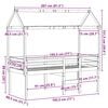 vidaXL Hochbett mit Dach Wachsbraun 75x190 cm Massivholz Kiefer
