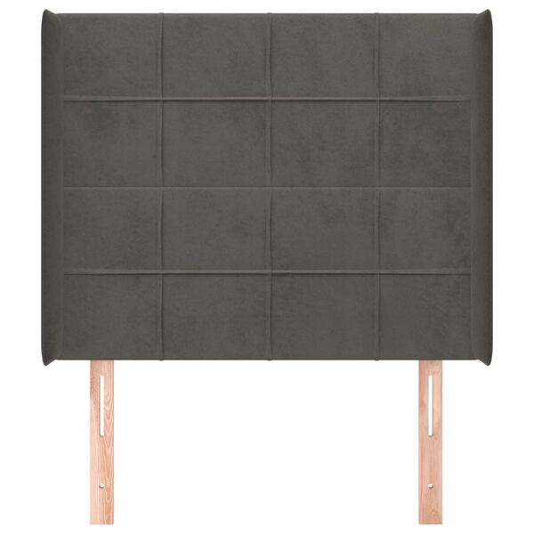 vidaXL Kopfteil mit Ohren Dunkelgrau 83x16x118/128 cm Samt
