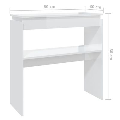 vidaXL Konsolentisch Hochglanz-Weiß 80x30x80 cm Holzwerkstoff
