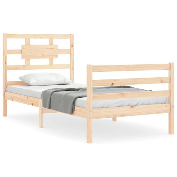vidaXL Massivholzbett mit Kopfteil 90x200 cm