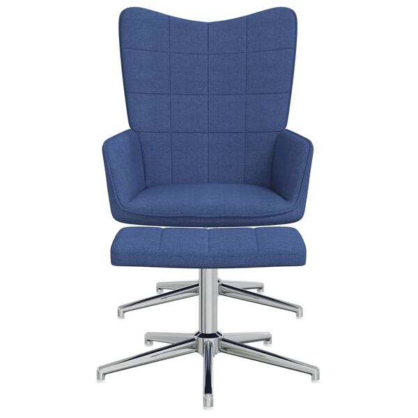 vidaXL Relaxsessel mit Hocker Blau Stoff