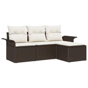 vidaXL Sofa Set mit Kissen 4 pcs Braun und Creme Poly-Rattan