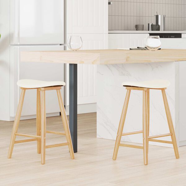 vidaXL Esszimmerst&uuml;hle 2 pcs Natur 46 x 37 x 63 cm Massives Gummiholz