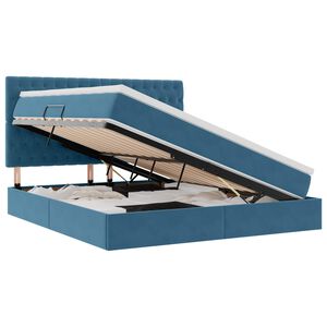 vidaXL Aufbewahrungsbett mit Matratze Dunkelblau 180 x 200 cm Samt