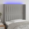 vidaXL LED Kopfteil Hellgrau 93x16x118/128 cm Stoff