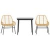 vidaXL 3-teiliges Garten-Esszimmer-Set Braunes Polyrattanglas