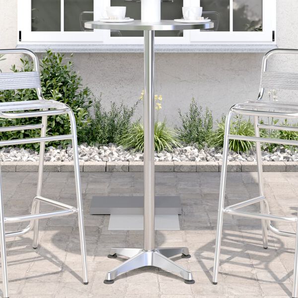 vidaXL Outdoor-Bartisch H&ouml;henverstellbar &Oslash;59,5x70/109,5 cm Aluminium