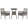 vidaXL Garten Essgruppe 3 pcs Grau Poly Rattan